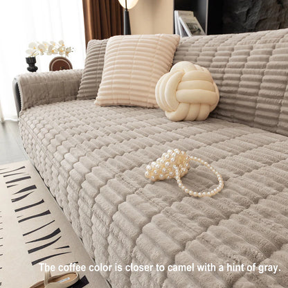 One-Piece Cozy Flannel Sofa Protection Non-Slip Couch Cover